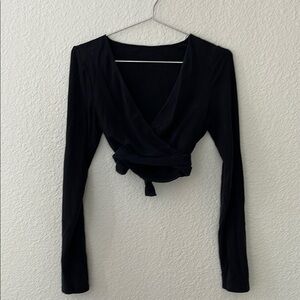 Reformation Black Wrap Top